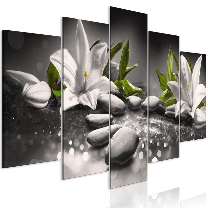 70,90 € Slika - Lilies and Stones (5 Parts) Wide Grey