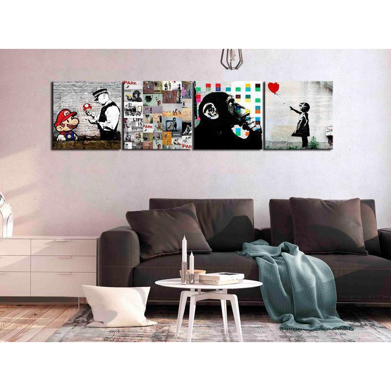 56,90 € Leinwandbild - Banksy Collage (4 Parts)