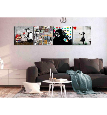 56,90 € Tablou - Banksy Collage (4 Parts)