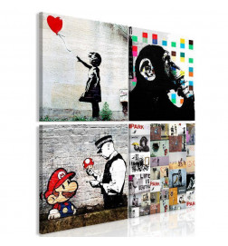 Schilderij - Banksy Collage (4 Parts)