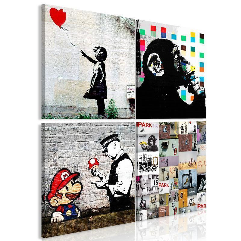 56,90 € Paveikslas - Banksy Collage (4 Parts)