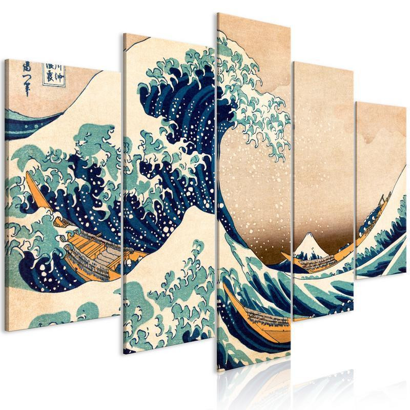 70,90 € Canvas Print - The Great Wave off Kanagawa (5 Parts) Wide