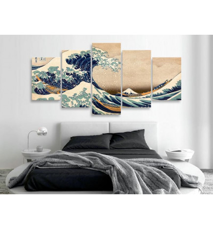 Canvas Print - The Great Wave off Kanagawa (5 Parts) Wide