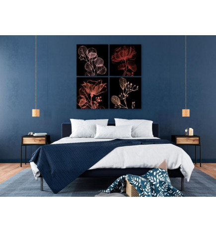 56,90 € Canvas Print - Glowing Flowers (4 Parts)