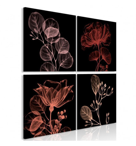 Canvas Print - Glowing Flowers (4 Parts)
