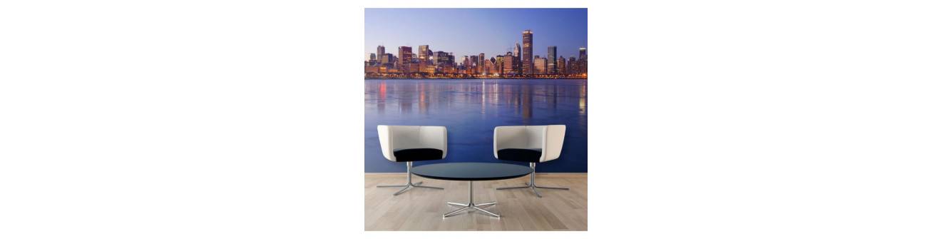 photo wall murals with cities . mixed