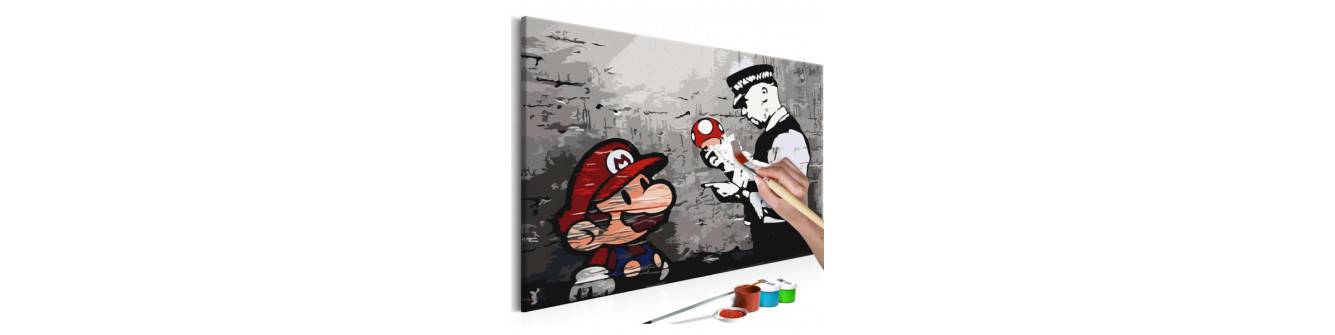 „Pasidaryk pats“ paveikslai su Mario Bros. Paveikslai su ginkluotomis pajėgomis.