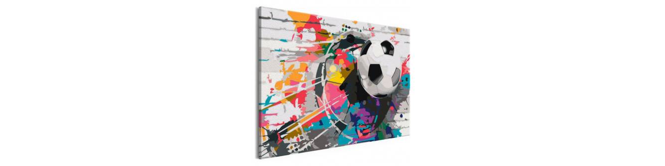 „Pasidaryk pats“ paveikslai futbolininkams ir su futbolo kamuoliu.