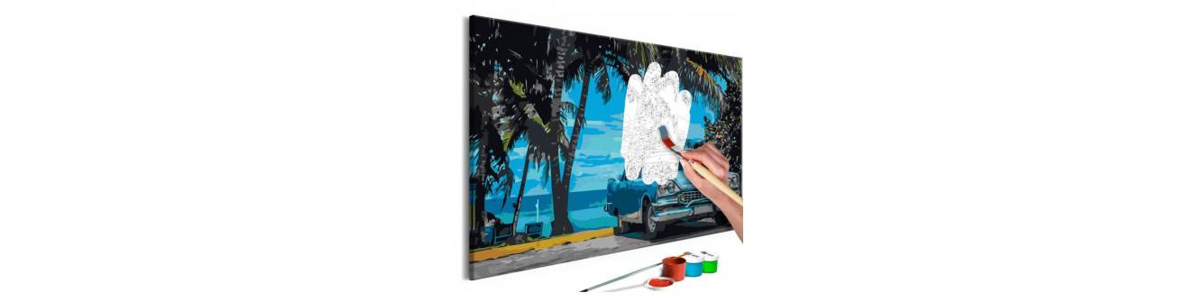 DIY paintings with the sea and the beach. With waterfalls.