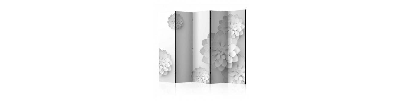 schwarze und weiße Blumen 5 Panels