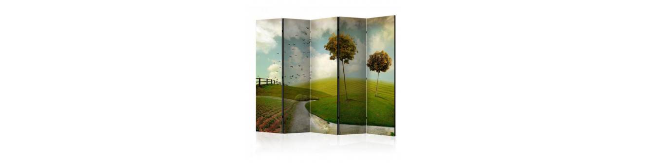 trees and fields 5 panels