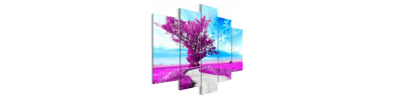 copaci albastru, roz și violet
