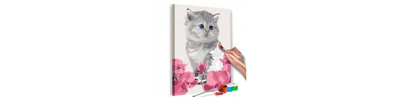 dIY-Gemälde mit Katzen. Breite cm. 60 und Höhe cm. 40