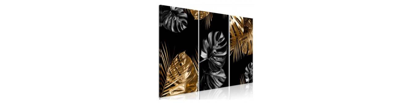 Collage aus goldenen und schwarzen Blättern