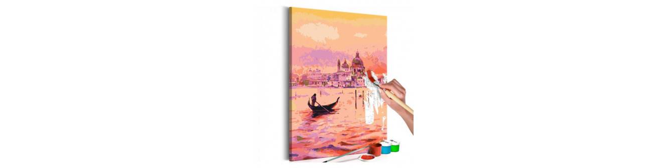 Pinturas DIY com Veneza, gôndolas e canais venezianos