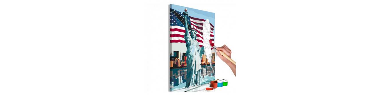 DIY paintings with New York City and the Statue of Liberty
