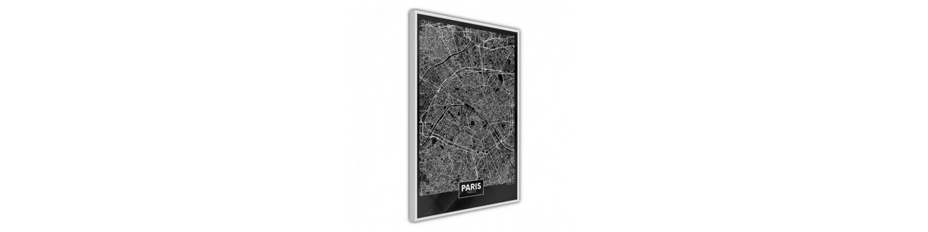 poster met kaart van PARIGI