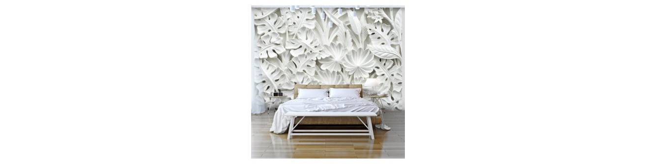 self-adhesive wallpaper - white and light leaves
