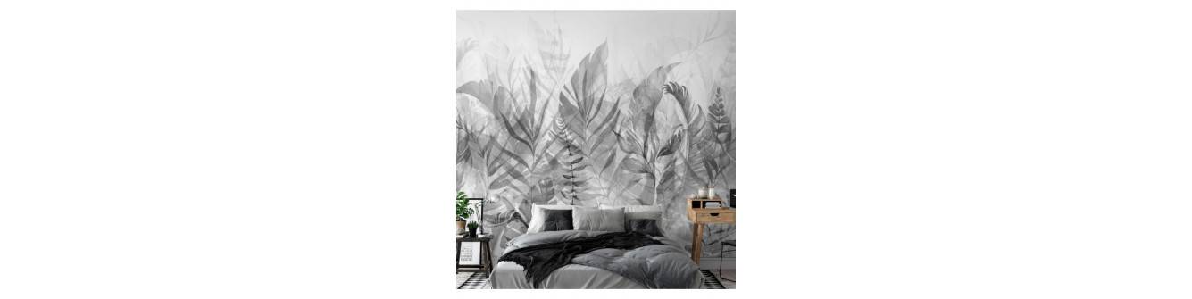 self-adhesive wall murals - gray leaves