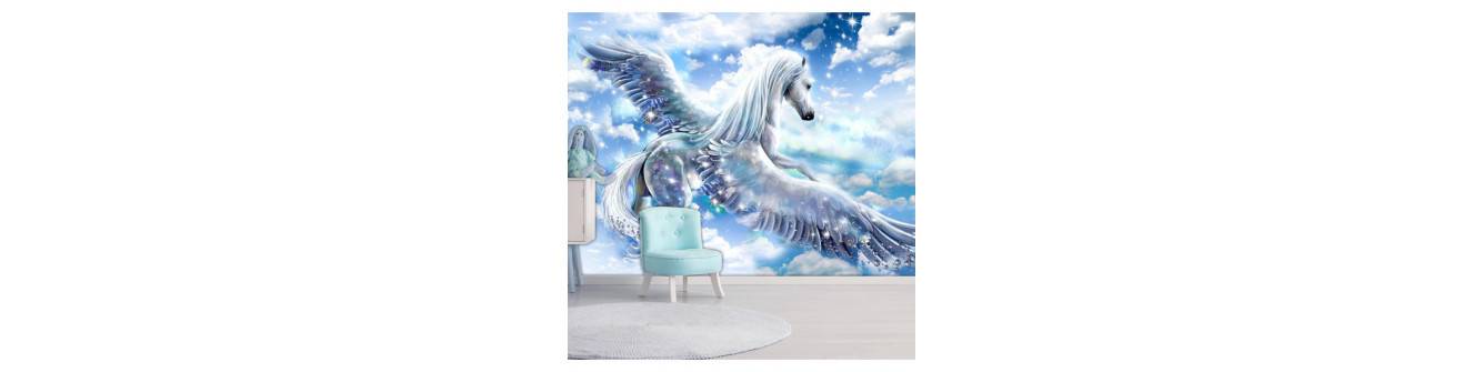wall murals with flying horses and unicorns
