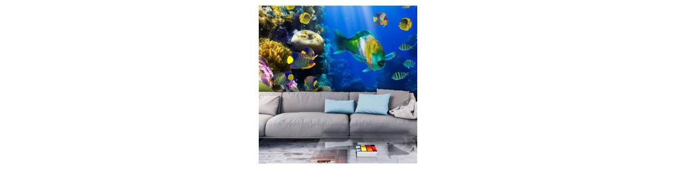 wall murals with fish and turtles