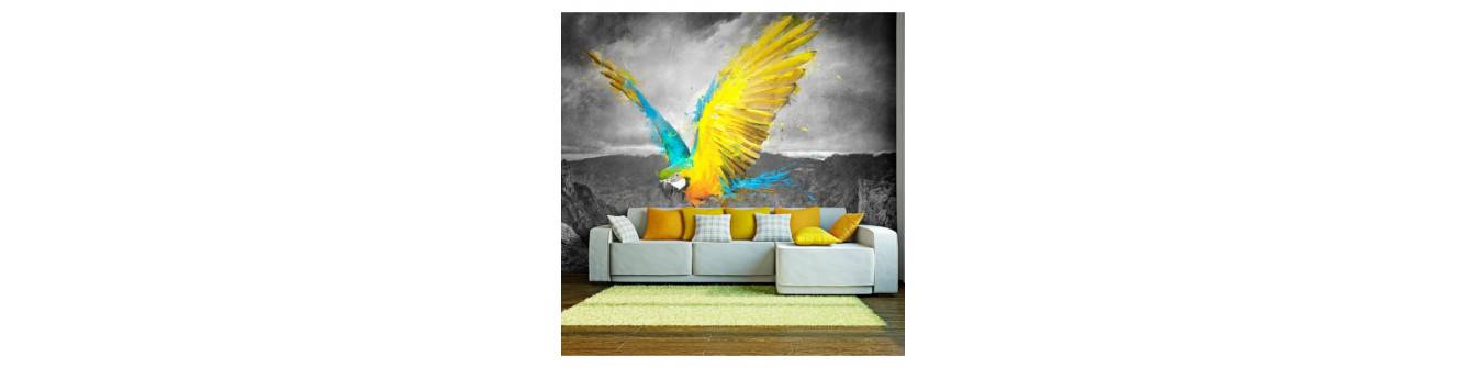 wall murals with parrots