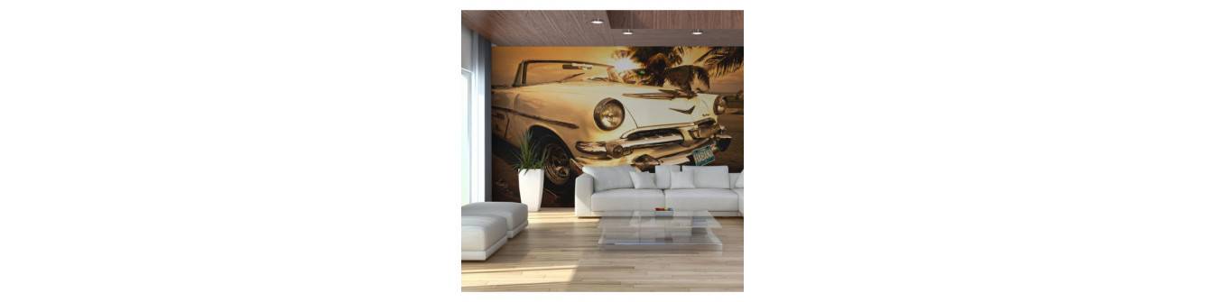wall murals with vintage cars