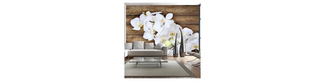wall murals with flowers on the wood
