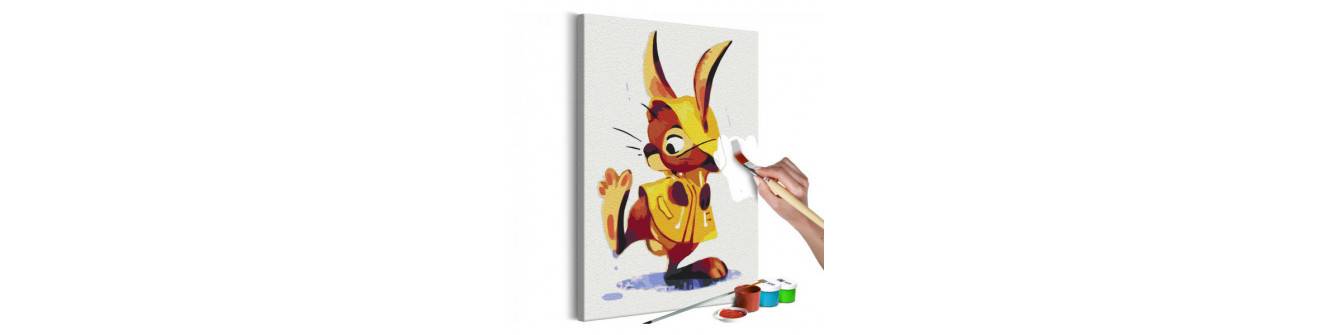 Pinturas DIY com coelhos. Simpático e colorido