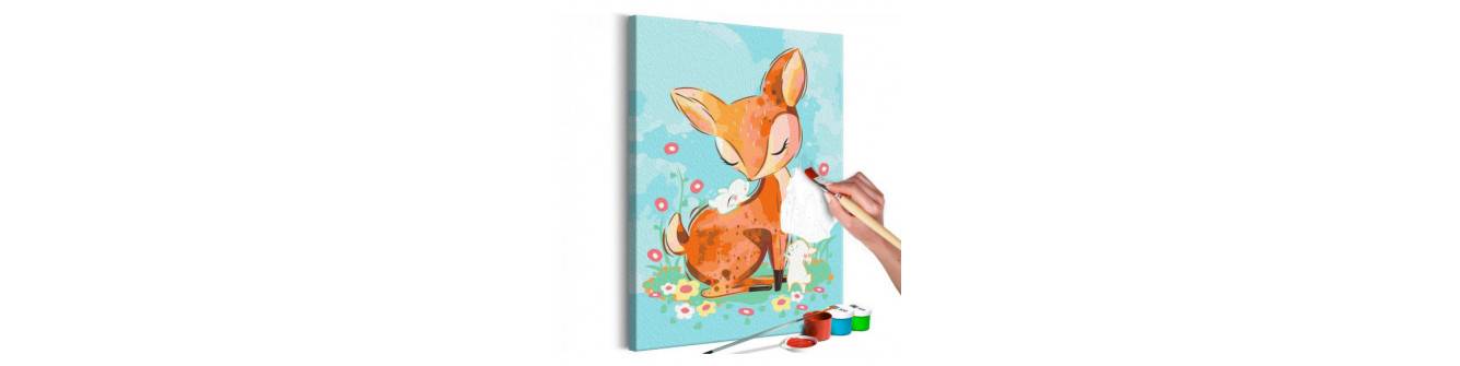 peintures DIY pour enfants avec des cerfs. avec le kit complet