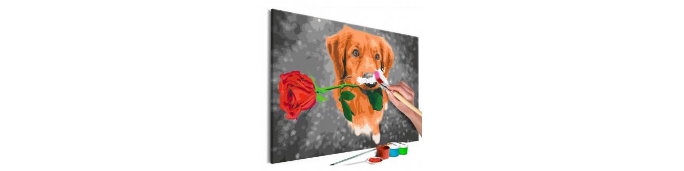DIY-Gemälde mit Hunden. Breite 60 cm, Höhe 40 cm
