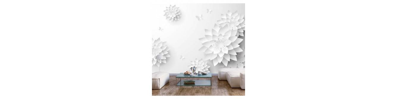 photo wall murals with black and white flowers