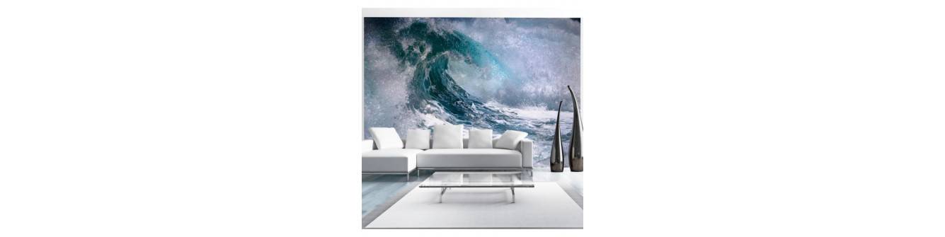 wall murals with rough seas