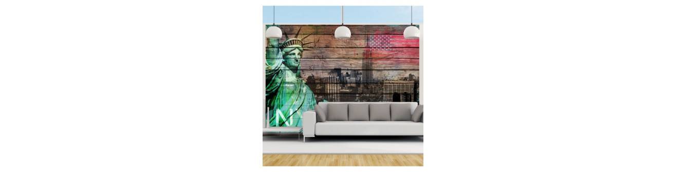 murais de parede de fotos com a estátua da liberdade