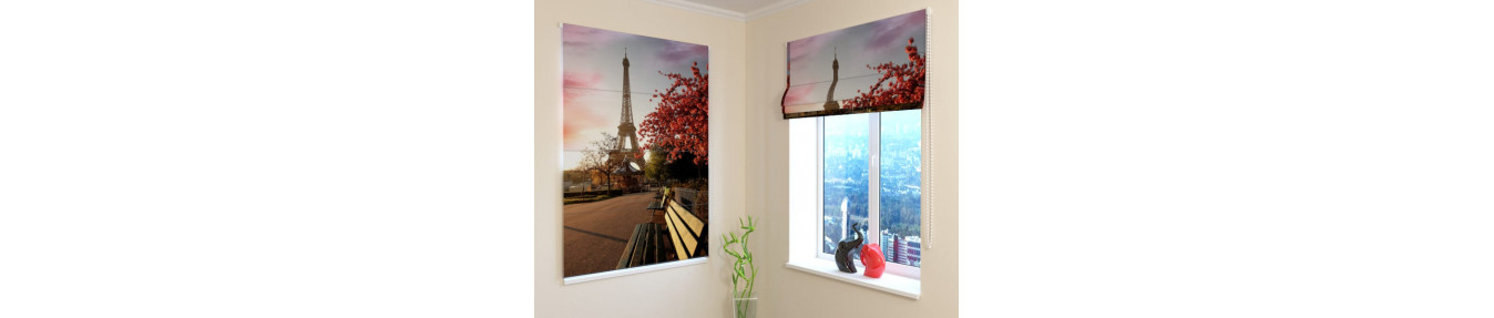 Raffrollos mit Paris und dem Eiffelturm