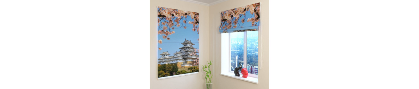 Japanese and oriental -style packet curtains