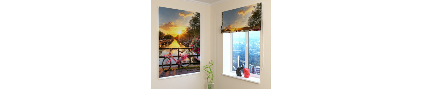 Roman blinds with Greece, with Amsterdam and with London