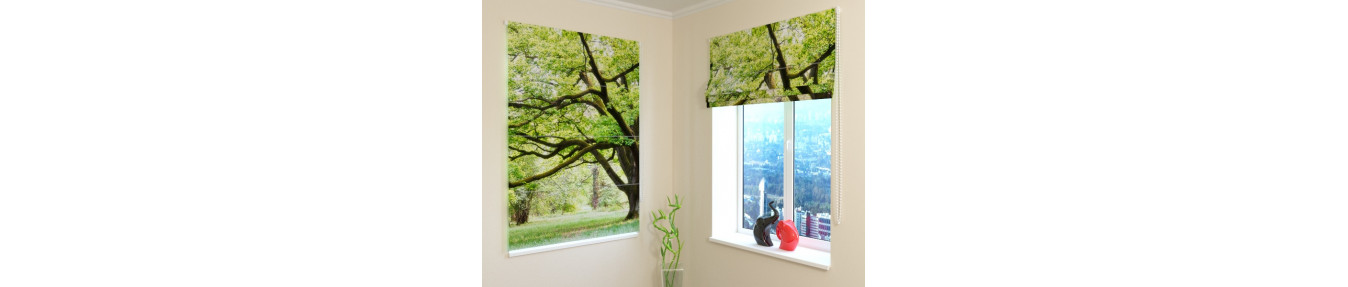Three-dimensional Roman blinds with the forest and the woods