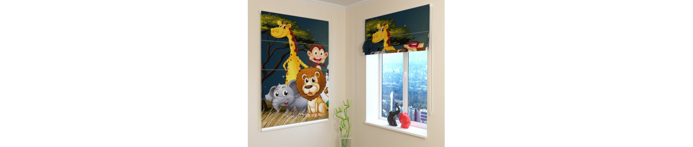 roman blinds for children with savannah animals