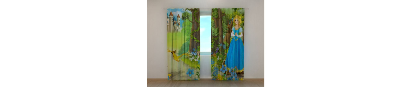 Curtains for children. With pirates and. The fairies. The princesses.