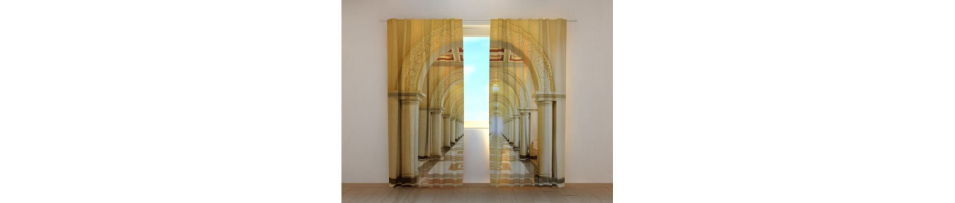 Dreidimensionale Vorhänge mit Tunneln. Vorhänge mit Korridore