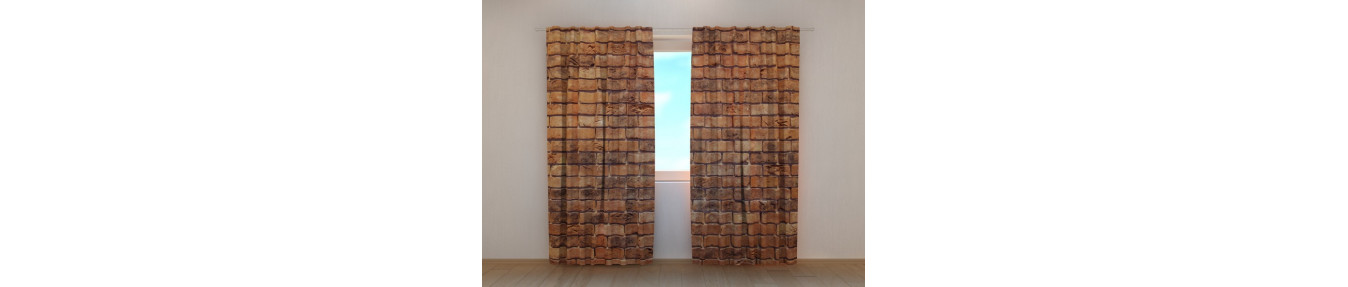 3D curtains with stones, bricks, marble, flowers and butterflies.