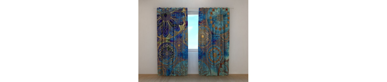 Oriental curtains. Artistic, Abstract. Colorful, Botanical.