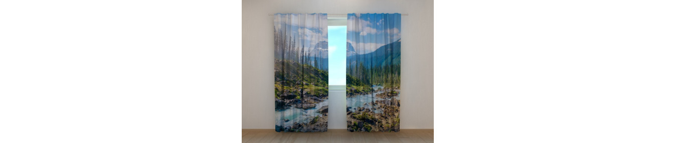 Three-dimensional curtains with international rivers and streams