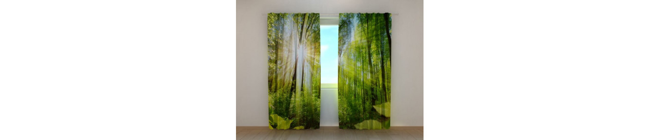 Tendas tridimensionais com árvores na floresta e na floresta