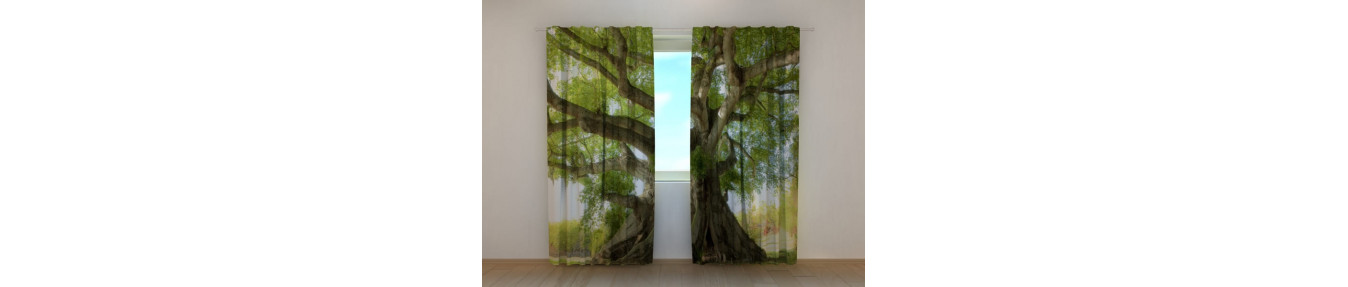 Made-to-measure and made-to-measure curtains. With trees of all kinds.