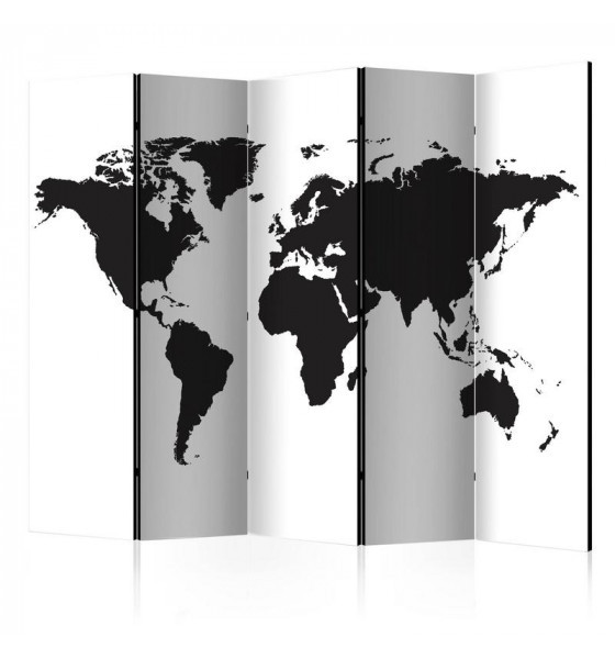 with world map in black and white