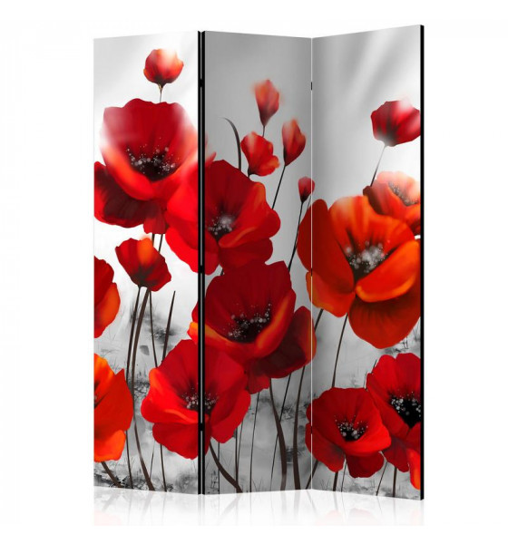 red and orange flowers 3 panels