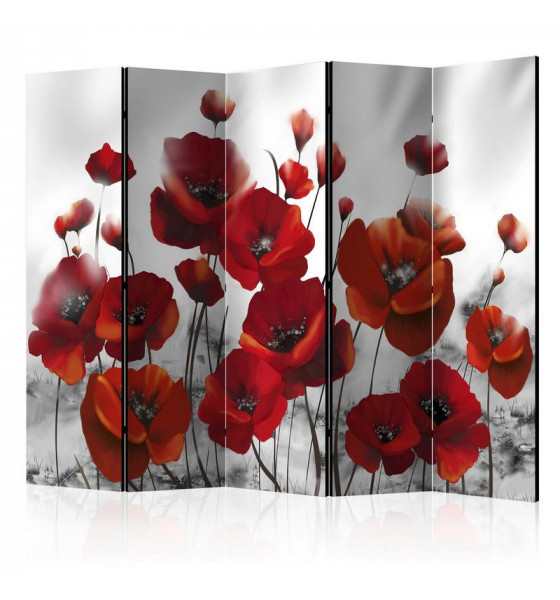 red and orange flowers 5 panels