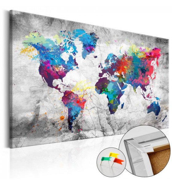 Carte du monde en liège coloré de style antique